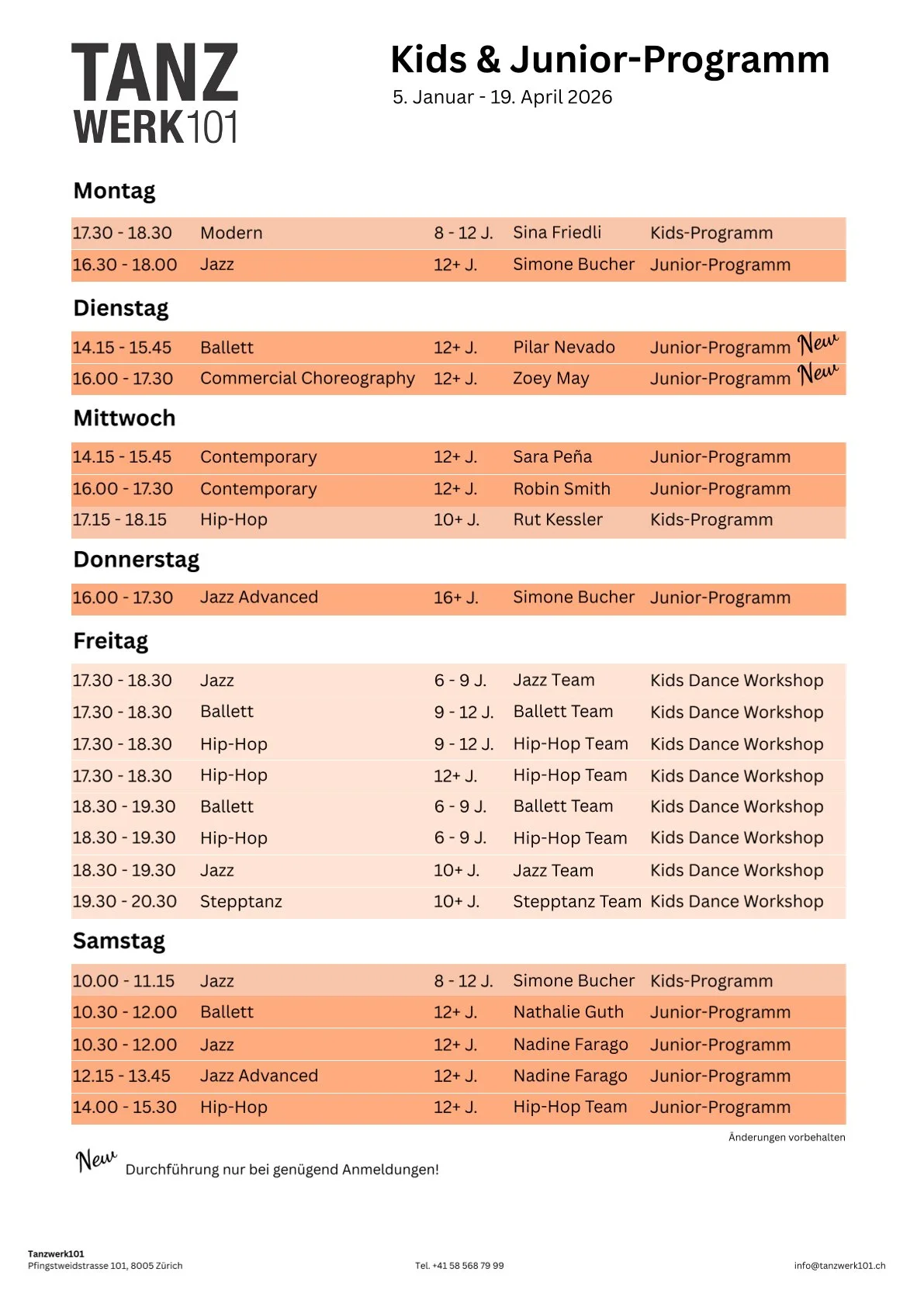 Kids- & Junior-Programm 3. Quartal 2026