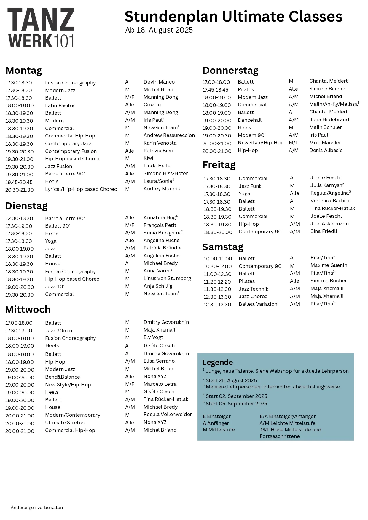 Ultimate Classes Vorderseite AUG25