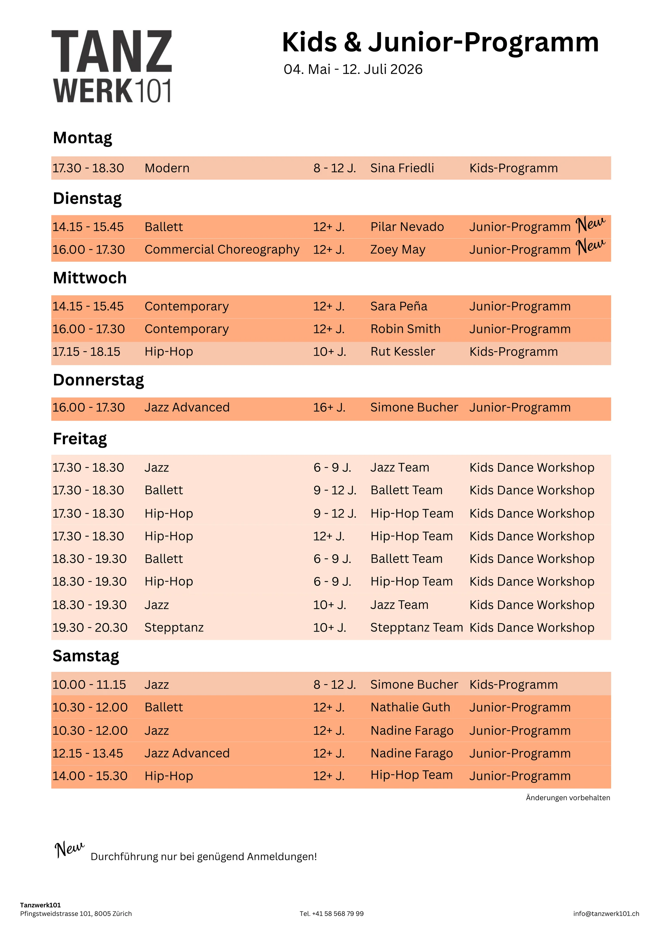 Kids & Junior Program 4. Quartal 2026